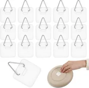 Thinp 15 Pcs Adhesive Picture Hangers, Picture Hanging Hooks Without Nails Invisible Plate Hangers for The Wall Sticky Wall Plate Hanger for Photo Frame Foamboard Walls Art Decor Thinp 15 Pcs Adhesive Picture Hangers, Picture Hanging Hooks Without Nails Invisible Plate Hangers for The Wall Sticky Wall Plate Hanger for Photo Frame Foamboard Walls Art Decor