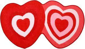 FEBSNOW 70 x 40 cm Heart Shaped Bath Rug, Red Pink White Love Shower Mat FEBSNOW 70 x 40 cm Heart Shaped Bath Rug, Red Pink White Love Shower Mat