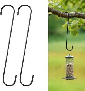 12 Inch Large S Hooks for Hanging Plants, Black Metal Heavy Duty Long Hook for Hanging Bird Feeder, Bird House, Clothes, Wind Chimes, Flower Basket, 2 Pack 12 Inch Large S Hooks for Hanging Plants, Black Metal Heavy Duty Long Hook for Hanging Bird Feeder, Bird House, Clothes, Wind Chimes, Flower Basket, 2 Pack