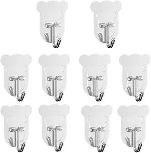 10 Pcs Heavy Duty Adhesive Hooks 10lb Max - Transparent Waterproof Sticky Wall Hooks for Bathroom, Shower, Kitchen, Office - No Damage Self Adhesive Hanging for Towels, Coats, Keys & Home Decor 10 Pcs Heavy Duty Adhesive Hooks 10lb Max - Transparent Waterproof Sticky Wall Hooks for Bathroom, Shower, Kitchen, Office - No Damage Self Adhesive Hanging for Towels, Coats, Keys & Home Decor