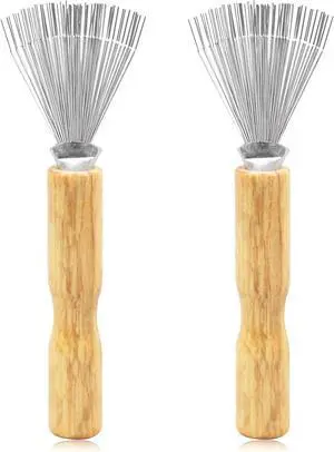 2PCS Mini Hair Brush Cleaner Set with Wooden Handle and Metal Wire Rake Portable Comb Cleaner 2PCS Mini Hair Brush Cleaner Set with Wooden Handle and Metal Wire Rake Portable Comb Cleaner