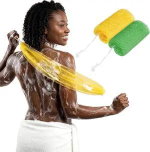 African Net Sponge Authentic, 2 Pack Exfoliating Bath Sponge for Shower, Long Mesh Body Scrubber & Back Washer for Women and Men, Gentle Scrubber for All Skin Types, Travel African Net Sponge Authentic, 2 Pack Exfoliating Bath Sponge for Shower, Long Mesh Body Scrubber & Back Washer for Women and Men, Gentle Scrubber for All Skin Types, Travel