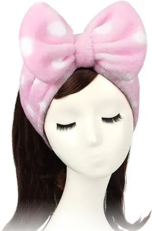 Shintop Women Fashion Lovely Soft Carol Fleece Bowknot Bow Makeup Cosmetic Shower Elastic Hair Band Hairlace Headband (Pink Polka dots) Shintop Women Fashion Lovely Soft Carol Fleece Bowknot Bow Makeup Cosmetic Shower Elastic Hair Band Hairlace Headband (Pink Polka dots)