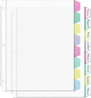 16PCS/2 Set 3 Ring Binder Dividers with Tabs, 8 Tabs Dividers with Pockets 16PCS/2 Set 3 Ring Binder Dividers with Tabs, 8 Tabs Dividers with Pockets