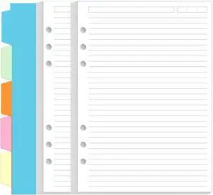 A5 Refill Paper - 6 Hole Planner Inserts for A5 Binder, 200 Pages 6 Ring Loose Leaf Lined Paper with 5 Colorful Binder Dividers, 5.8" x 8.5" A5 Refill Paper - 6 Hole Planner Inserts for A5 Binder, 200 Pages 6 Ring Loose Leaf Lined Paper with 5 Colorful Binder Dividers, 5.8" x 8.5"