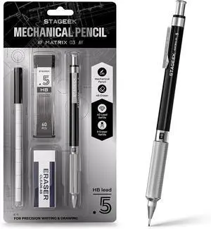 0.5mm Mechanical Pencil, Metal Art & Drafting Pencil with Eraser and 60 HB Lead Refills, Professional Drawing Pencil for Artists, Students, School, Office, Writing, Sketching, Drafting(Black) 0.5mm Mechanical Pencil, Metal Art & Drafting Pencil with Eraser and 60 HB Lead Refills, Professional Drawing Pencil for Artists, Students, School, Office, Writing, Sketching, Drafting(Black)