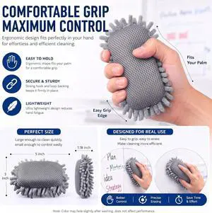 4 Pieces 5" x 3" Dry Erase Eraser,Gray | Microfiber Shag Whiteboard Eraser, Washable, Reusable, Dual Surface, Markers, Dry Eraser for Chalk, Home, Classroom, Office 4 Pieces 5" x 3" Dry Erase Eraser,Gray | Microfiber Shag Whiteboard Eraser, Washable, Reusable, Dual Surface, Markers, Dry Eraser for Chalk, Home, Classroom, Office