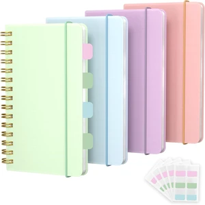 4 Pack 5x7 Small Spiral Notebook, Hardcover Spiral Journal Notebook with Removable Dividers Tabs, Note Books for Note Taking, Work, School, Cute Notebooks with Strap 50 Sheet 4 Pack 5x7 Small Spiral Notebook, Hardcover Spiral Journal Notebook with Removable Dividers Tabs, Note Books for Note Taking, Work, School, Cute Notebooks with Strap 50 Sheet