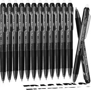 Retractable Erasable Gel Pens, 12 Solid Black Fine Point Erasable Pens Clicker, Make Mistakes Disappear, Perfect for Drawing, Writing, Planner & Crossword Puzzles (0.7mm, Pack of 12) Retractable Erasable Gel Pens, 12 Solid Black Fine Point Erasable Pens Clicker, Make Mistakes Disappear, Perfect for Drawing, Writing, Planner & Crossword Puzzles (0.7mm, Pack of 12)