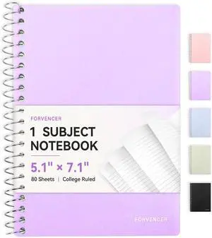 Spiral Notebook, Mini 1 Subject Notebook 5" x 7" College Ruled | Small Pocket Size, Perforated Pages, Sturdy Pocket Storage, 80 Sheets, Fights Ink Bleed, Office & School Supplies Spiral Notebook, Mini 1 Subject Notebook 5" x 7" College Ruled | Small Pocket Size, Perforated Pages, Sturdy Pocket Storage, 80 Sheets, Fights Ink Bleed, Office & School Supplies