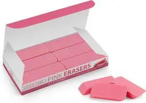 Pink Erasers, 12 Count Rectangular Eraser Bulk Pack, Latex Free Pink Pearl Erasers for School Supplies, Art and Office Pink Erasers, 12 Count Rectangular Eraser Bulk Pack, Latex Free Pink Pearl Erasers for School Supplies, Art and Office