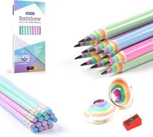 Pre-Sharpened Rainbow Pencils #2, Back to School Supplies, 12 Count | Cute Number 2 Pencils for Kids Students, Latex-Free Eraser, Eco Recycled Paper, Smooth Writing, Drawing, Fun Classroom Gifts Pre-Sharpened Rainbow Pencils #2, Back to School Supplies, 12 Count | Cute Number 2 Pencils for Kids Students, Latex-Free Eraser, Eco Recycled Paper, Smooth Writing, Drawing, Fun Classroom Gifts
