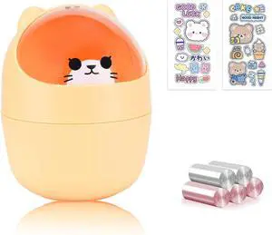 Cute Desktop Tiny Trash Can with Flip Lid, Creative Kawaii Bear Mini Wastebasket, Portable Countertop Dustbin for Office Kitchen Vanity Tabletop Bedroom (Yellow) Cute Desktop Tiny Trash Can with Flip Lid, Creative Kawaii Bear Mini Wastebasket, Portable Countertop Dustbin for Office Kitchen Vanity Tabletop Bedroom (Yellow)