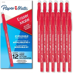EraserMate Erasable Pens, Medium Point (1.0mm), Red, 12 Count EraserMate Erasable Pens, Medium Point (1.0mm), Red, 12 Count