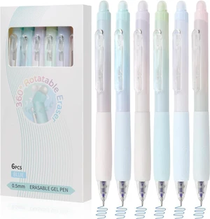 Erasable Pens, 6 Pack Fine Point 0.5mm Blue Erasable Gel Pens | 360°Rotating Erasers, Make Mistakes Disappear, Comfort Grip for Drawing, Writing, Planning, and Crossword Puzzles (Blue Ink) Erasable Pens, 6 Pack Fine Point 0.5mm Blue Erasable Gel Pens | 360°Rotating Erasers, Make Mistakes Disappear, Comfort Grip for Drawing, Writing, Planning, and Crossword Puzzles (Blue Ink)