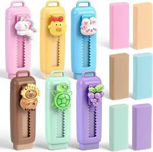 Cute Retractable Erasers with Refills Bulk Kawaii Cartoon Fun Push Pull Sliding Erasers for Teacher Rewards Gift Back to School Party Favor Supplies(Classic 6 Sets) Cute Retractable Erasers with Refills Bulk Kawaii Cartoon Fun Push Pull Sliding Erasers for Teacher Rewards Gift Back to School Party Favor Supplies(Classic 6 Sets)