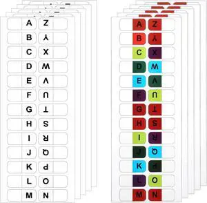 A-Z 26 Alphabet Tabs, Self Adhesive - White and Colorful Letters, 260 Pcs, 10 Sheets A-Z 26 Alphabet Tabs, Self Adhesive - White and Colorful Letters, 260 Pcs, 10 Sheets