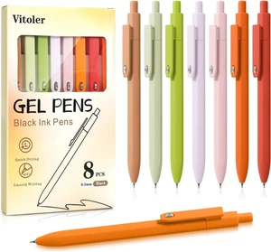 Black Ink Gel Pens, 8pcs 0.5mm Smooth Writing Pens with Fidget | For Women, For Teachers, For Nurses, Quick dry, Liquid Ink, For Badge, Felt Tip, Medium Point, For Journaling, Cute Black Ink Gel Pens, 8pcs 0.5mm Smooth Writing Pens with Fidget | For Women, For Teachers, For Nurses, Quick dry, Liquid Ink, For Badge, Felt Tip, Medium Point, For Journaling, Cute