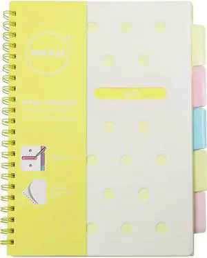 A4 Size Spiral Notebook with 5 Movable Dividers, 80gsm Micro-perforated Paper, 8mm Ruled, 100 sheets (Yellow) A4 Size Spiral Notebook with 5 Movable Dividers, 80gsm Micro-perforated Paper, 8mm Ruled, 100 sheets (Yellow)