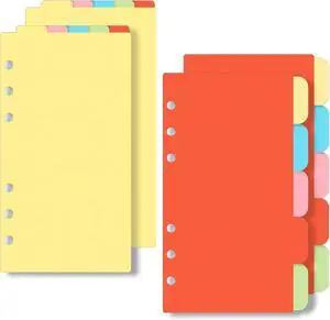 4PCS A6 Dividers with Tabs 6 Hole, Notebook Tabs, 2 Sets Vertical & Horizontal, Index Page Cards 4PCS A6 Dividers with Tabs 6 Hole, Notebook Tabs, 2 Sets Vertical & Horizontal, Index Page Cards