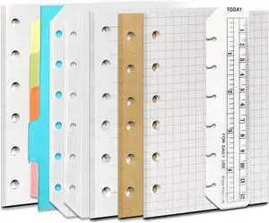 A7 6-Hole Binder Notebook Refills Set -(Gridded Paper Refills + Lined Paper + Kraft Paper + Blank Loose Leaf Paper) 180 Sheets /360 Pages45 sheets of each type+ A7 Storing Bag A7 6-Hole Binder Notebook Refills Set -(Gridded Paper Refills + Lined Paper + Kraft Paper + Blank Loose Leaf Paper) 180 Sheets /360 Pages45 sheets of each type+ A7 Storing Bag