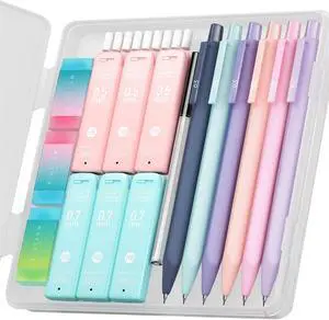 Cute Mechanical Pencil Set, 6-Pack 0.5/0.7mm | 360 Lead Refills, 3 Erasers, 9 Eraser Refills, Storage Case, Back to School Supplies for Girls, Aesthetic Stationery Cute Mechanical Pencil Set, 6-Pack 0.5/0.7mm | 360 Lead Refills, 3 Erasers, 9 Eraser Refills, Storage Case, Back to School Supplies for Girls, Aesthetic Stationery