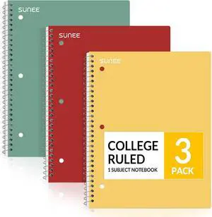 Spiral Notebooks, 3 Pack, 1-Subject, College Ruled Paper, 8" x 10-1/2", 70 Sheets per Notebook, Assorted Colors Spiral Notebooks for School (Yellow, Red, Sage Green) Spiral Notebooks, 3 Pack, 1-Subject, College Ruled Paper, 8" x 10-1/2", 70 Sheets per Notebook, Assorted Colors Spiral Notebooks for School (Yellow, Red, Sage Green)