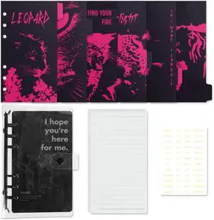 6 Ring Binder A6, Transparent A6 Binder Loose Leaf Notebook Cover, Refillable Personal Journal Notebook Binder with 45 Sheets Paper and Black Dividers 6 Ring Binder A6, Transparent A6 Binder Loose Leaf Notebook Cover, Refillable Personal Journal Notebook Binder with 45 Sheets Paper and Black Dividers