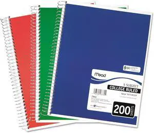 Spiral Notebook, College Ruled Paper, 11" x 8", 200 Sheets, Assorted Colors, 1 Count (06780) Spiral Notebook, College Ruled Paper, 11" x 8", 200 Sheets, Assorted Colors, 1 Count (06780)