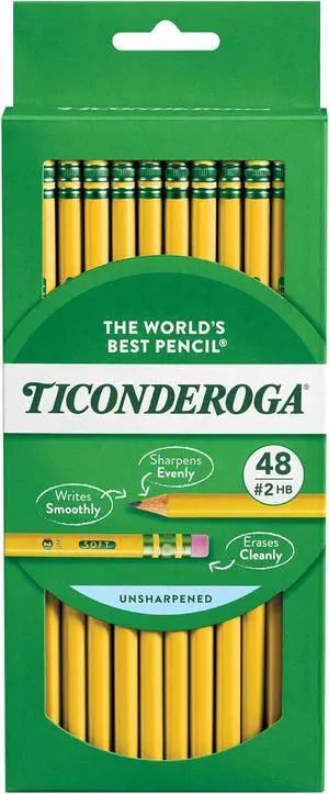 Wood-Cased Pencils, Unsharpened, 2 HB Soft, Yellow, 48 Count Wood-Cased Pencils, Unsharpened, 2 HB Soft, Yellow, 48 Count