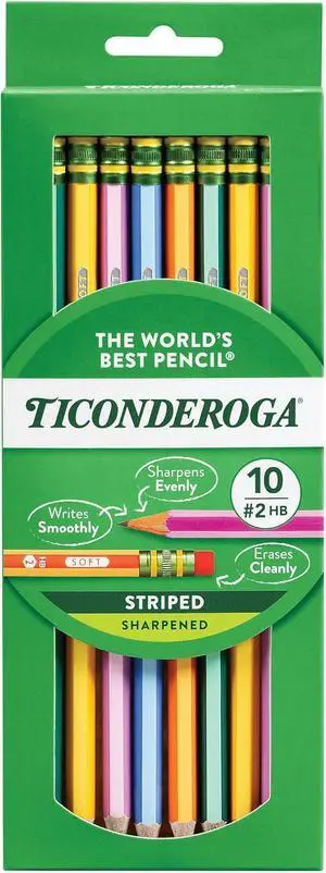 X13910 Striped Wood-Cased Pencils, 2 HB Soft, Pre-Sharpened, 10 Count, Assorted Colors X13910 Striped Wood-Cased Pencils, 2 HB Soft, Pre-Sharpened, 10 Count, Assorted Colors