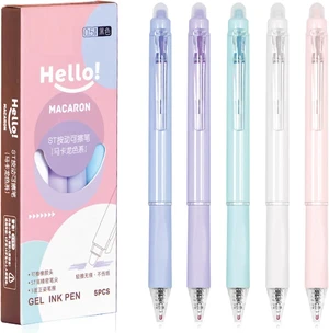 5 Pcs Erasable Gel Pens Retractable Erasable Pens 0.5mm Black Ink Smooth Writing Pen Aesthetic Pen for Women Girls Office School Supplies (5Pcs Black Ink) 5 Pcs Erasable Gel Pens Retractable Erasable Pens 0.5mm Black Ink Smooth Writing Pen Aesthetic Pen for Women Girls Office School Supplies (5Pcs Black Ink)