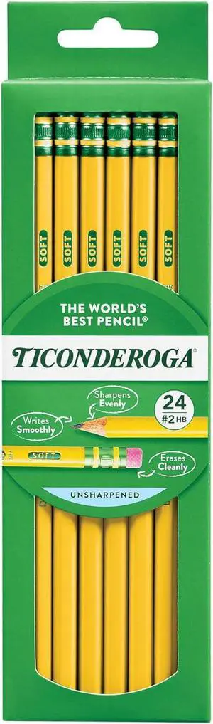 Wood-Cased Pencils, Unsharpened, 2 HB Soft, Yellow, 24 Count Wood-Cased Pencils, Unsharpened, 2 HB Soft, Yellow, 24 Count