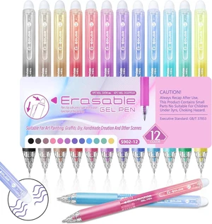 Erasable Gel Pen 12 Colors, Retractable Clicker 0.7mm Fine Point, Assorted Colors Inks, Make Mistakes Disappear, Erasable Gel Pens Perfect for Writing, Drawing & Planners Erasable Gel Pen 12 Colors, Retractable Clicker 0.7mm Fine Point, Assorted Colors Inks, Make Mistakes Disappear, Erasable Gel Pens Perfect for Writing, Drawing & Planners
