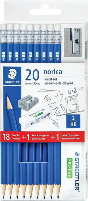 Norica #2 HB Wood-Cased Pencil Set: 18 Pre-Sharpened Graphite Pencils with 1 Eraser & 1 Sharpener, Break-Resistant Lead, For Writing & Drawing, Blue, Ideal for Classroom, Home & Office Norica #2 HB Wood-Cased Pencil Set: 18 Pre-Sharpened Graphite Pencils with 1 Eraser & 1 Sharpener, Break-Resistant Lead, For Writing & Drawing, Blue, Ideal for Classroom, Home & Office