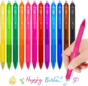 Erasable Gel Pens, Refillable & Retractable Gel Ink Pens, Fine Point 0.7 mm, Pack of 12, Assorted Colors for Daily Writing, Drawing, Note Taking, Pens Bulk for School, Office, Home Supply Erasable Gel Pens, Refillable & Retractable Gel Ink Pens, Fine Point 0.7 mm, Pack of 12, Assorted Colors for Daily Writing, Drawing, Note Taking, Pens Bulk for School, Office, Home Supply