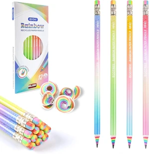 Pre-Sharpened Rainbow Pencils #2, Back to School Supplies, 12 Count | Cute Number 2 Pencils for Kids Students, Latex-Free Eraser, Eco Recycled Paper, Smooth Writing, Drawing, Fun Classroom Gifts Pre-Sharpened Rainbow Pencils #2, Back to School Supplies, 12 Count | Cute Number 2 Pencils for Kids Students, Latex-Free Eraser, Eco Recycled Paper, Smooth Writing, Drawing, Fun Classroom Gifts
