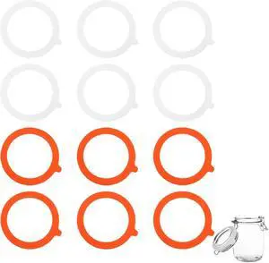 12Pcs Seals Rings For Glass Jars,Silicone Gasket Replacement,Rubber Seal For Mason Jar Lids,Canning Silicone Fitting Seals For Glass Clip Top Jars(4.44in,White+Orange) 12Pcs Seals Rings For Glass Jars,Silicone Gasket Replacement,Rubber Seal For Mason Jar Lids,Canning Silicone Fitting Seals For Glass Clip Top Jars(4.44in,White+Orange)