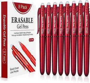 Erasable Gel Pens 0.7mm, Red Heat Erasable Fine Point Ballpoint Pens, Make Mistakes Disappear, Gel Ink Pens with Eraser for Drawing Writing Planner Journaling Crossword Puzzles School Supplies Erasable Gel Pens 0.7mm, Red Heat Erasable Fine Point Ballpoint Pens, Make Mistakes Disappear, Gel Ink Pens with Eraser for Drawing Writing Planner Journaling Crossword Puzzles School Supplies