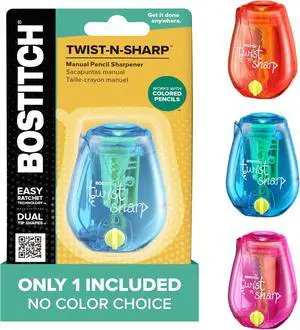 Office Pencil Sharpener, Manual, One Assorted Color, Twist-n-Sharp, Kids, Boys, Girls, Colored Pencils, 1 Pack | 1 Assorted Color, Adjustable for fine point or blunt tip. Easy to use, twist instead of Office Pencil Sharpener, Manual, One Assorted Color, Twist-n-Sharp, Kids, Boys, Girls, Colored Pencils, 1 Pack | 1 Assorted Color, Adjustable for fine point or blunt tip. Easy to use, twist instead of
