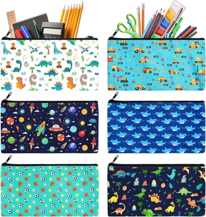 6 Pieces Dinosaur Pencil Pouch for Boys Girls Cute Canvas Pencil Case for Teens Cosmetic Bags for Stationery Office Supplies Birthday Christmas Graduation (Dinosaur) 6 Pieces Dinosaur Pencil Pouch for Boys Girls Cute Canvas Pencil Case for Teens Cosmetic Bags for Stationery Office Supplies Birthday Christmas Graduation (Dinosaur)