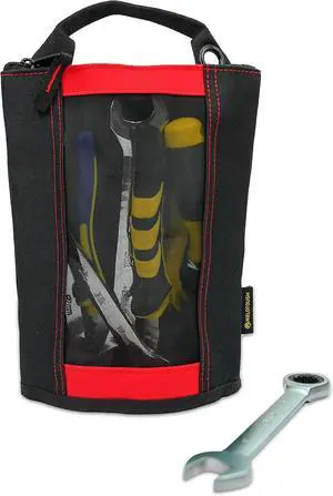 Fastener Bag Utility Canvas Zipper Tool Bag Heavy Duty Mesh Window, Hanging Grommets (Red) Fastener Bag Utility Canvas Zipper Tool Bag Heavy Duty Mesh Window, Hanging Grommets (Red)