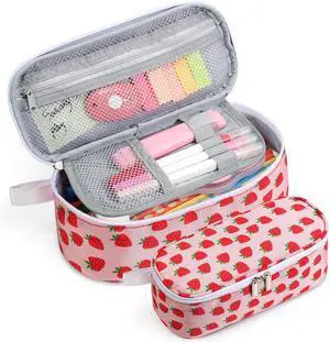 Large Capacity Pencil Case Portable Pencil Pouch Bag School Supplies for College Students Girls Boys Adults(Strawberry) Large Capacity Pencil Case Portable Pencil Pouch Bag School Supplies for College Students Girls Boys Adults(Strawberry)