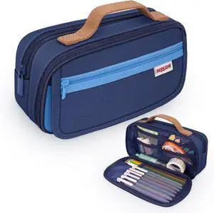 Large Pen Pencil Case, Canvas Oxford Durable Zip Pouch - 110+ Pens Large Storage Organizer Pouch Bag for Stationery, Office Supplies (Blue) Large Pen Pencil Case, Canvas Oxford Durable Zip Pouch - 110+ Pens Large Storage Organizer Pouch Bag for Stationery, Office Supplies (Blue)