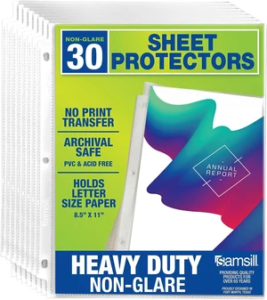 30 Pack Heavy Duty Sheet Protectors, Non-Glare, 8.5x11 Inch Page Protectors for 3 Ring Binder, Letter Size Protectors, Reinforced Holes, Non-Glare Document Sleeve, Top Loading, Acid Free 30 Pack Heavy Duty Sheet Protectors, Non-Glare, 8.5x11 Inch Page Protectors for 3 Ring Binder, Letter Size Protectors, Reinforced Holes, Non-Glare Document Sleeve, Top Loading, Acid Free