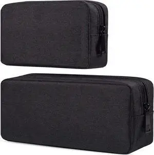 Canvas Waterproof Universal Electronic Accessories Organizer for Power Bank,Charging Cords,Chargers,Mouse,USB Cable,Earphones and More Out-going, Business Travel Gadget Bag,Black(Small+Big) Canvas Waterproof Universal Electronic Accessories Organizer for Power Bank,Charging Cords,Chargers,Mouse,USB Cable,Earphones and More Out-going, Business Travel Gadget Bag,Black(Small+Big)