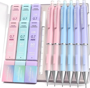 Pastel Mechanical Pencil Set, 0.7mm Medium Point, Pack of 6 Pastel Mechanical Pencil Set, 0.7mm Medium Point, Pack of 6