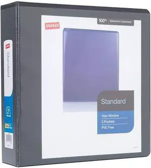 Staples Standard 2-Inch D-Ring View Binder, Holds Up to 480 Sheets, Black, Durable 3-Ring Binder for Office, School & Home Staples Standard 2-Inch D-Ring View Binder, Holds Up to 480 Sheets, Black, Durable 3-Ring Binder for Office, School & Home