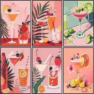 6 Cocktail Pack Painting by Numbers Kit for Beginner 8X12 inch | Adult Paint by Number Kits on Canvas, DIY Acrylic Oil Easy Painting by Numbers for Home Wall Decor (Without Frame) 6 Cocktail Pack Painting by Numbers Kit for Beginner 8X12 inch | Adult Paint by Number Kits on Canvas, DIY Acrylic Oil Easy Painting by Numbers for Home Wall Decor (Without Frame)