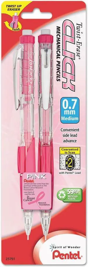 Breast Cancer Awareness Twist Erase CLICK Mechanical Pencil, (0.7mm) (PD277TBP2P-BC) Breast Cancer Awareness Twist Erase CLICK Mechanical Pencil, (0.7mm) (PD277TBP2P-BC)